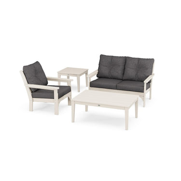 POLYWOOD Vineyard 4-Piece Deep Seating Set - Sand / Ash Charcoal